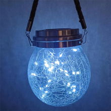 (White) Solar Crackle Glass Lantern Outdoor Hanging Lights