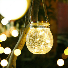 (Warm white) Solar Crackle Glass Lantern Outdoor Hanging Lights