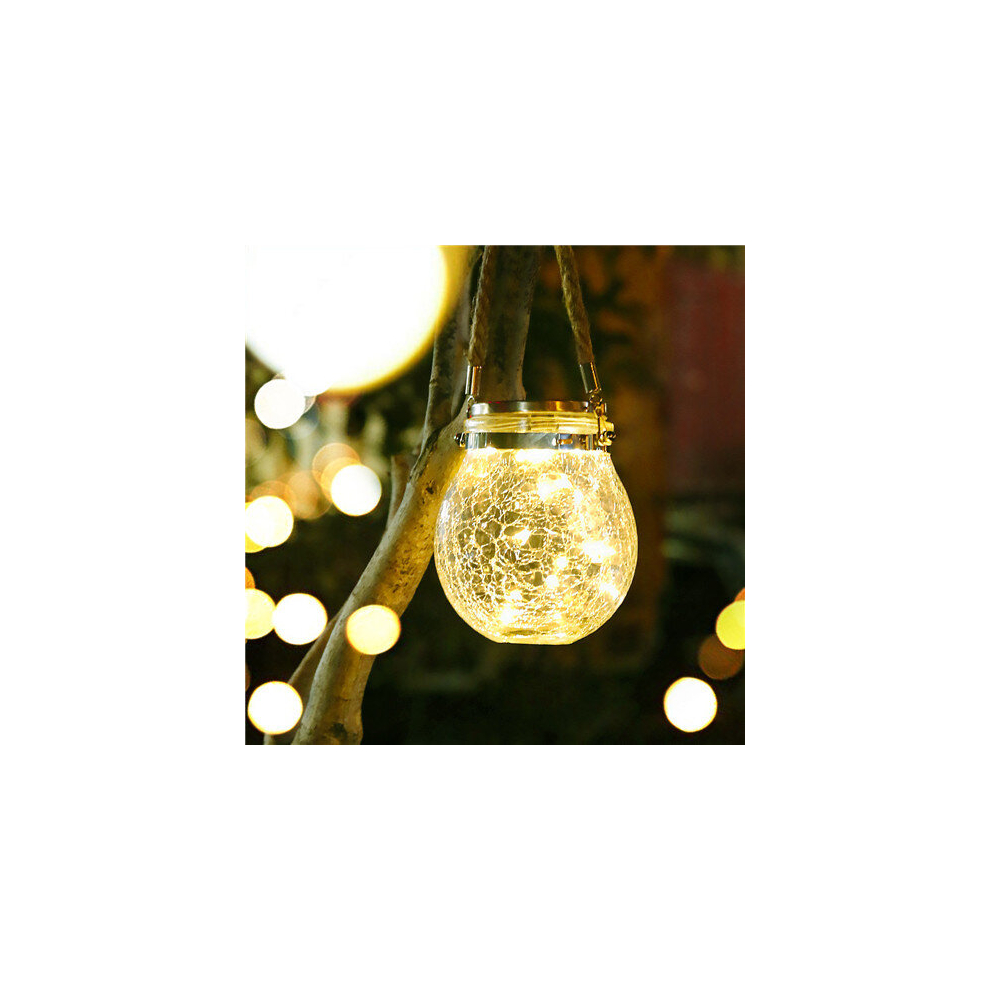 (Warm white) Solar Crackle Glass Lantern Outdoor Hanging Lights