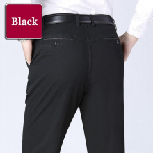 Classic Casual Men Pants Summer Thin Cotton Business Stretch Solid Comfortable Elastic Straigh Trousers
