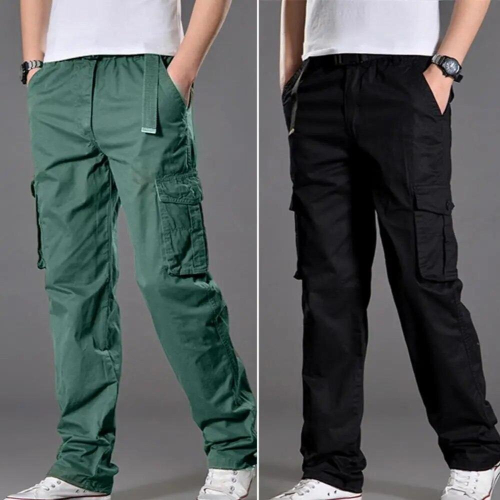 Man Overalls Ankle Length Versatile Soft Pockets Mid-Rise Men Cargo Pants 2