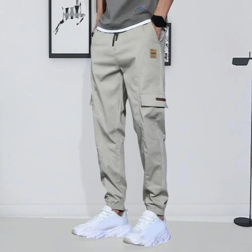 Stylish Overalls Solid Everyday Wear Mid Waist Drawstring Men Trouser 2
