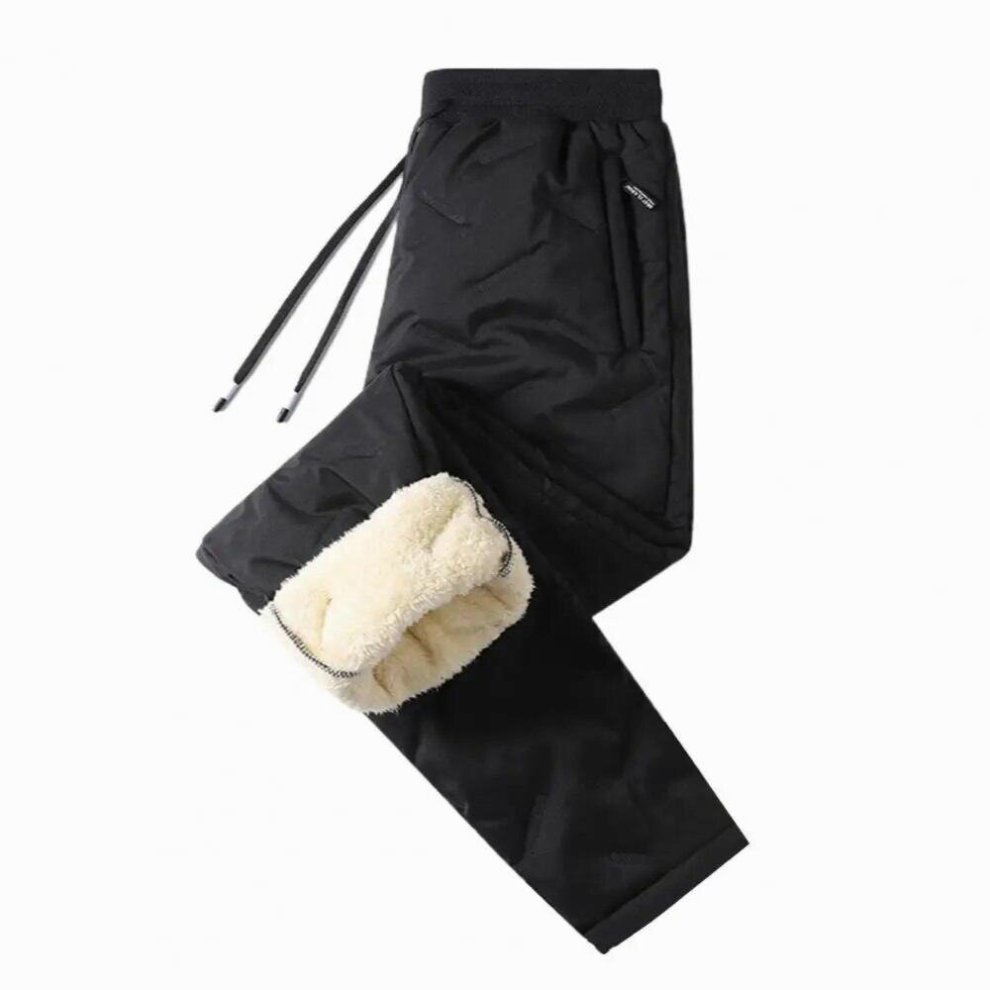 Men Cotton Pants Solid Plush Thick Heat Retention Keep Warm Drawstring Plus Size Winter Lambswool Cotton Trousers Male Clothes-image-OPC-PCQRVR2-NEW