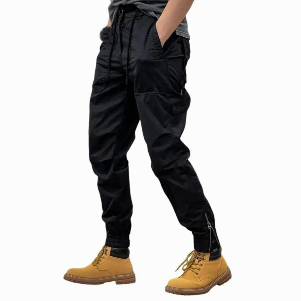 Men Overall Relaxed Fit Male Dressing Mid-Rise Ankle Tied Cargo Trousers Men Cargo Pants For Working 885671617524