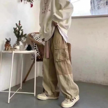 High Street Retro Corduroy Pants Pocket Plus Velvet Thick Overalls Men and Women All-match Lantern Trousers