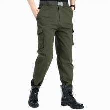Men Pants All Match Men Overall Zipper Closure Mid Waist Cargo Pants