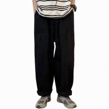 Men Trousers Mid Rise Vintage Pants Japanese Style Wide Leg Pants