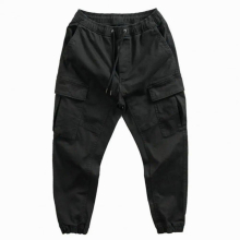 Stylish Eye-catching Men Lace-up Overalls Outdoor Casual Pants Solid Long Lifespan Drawstring Pants for Home