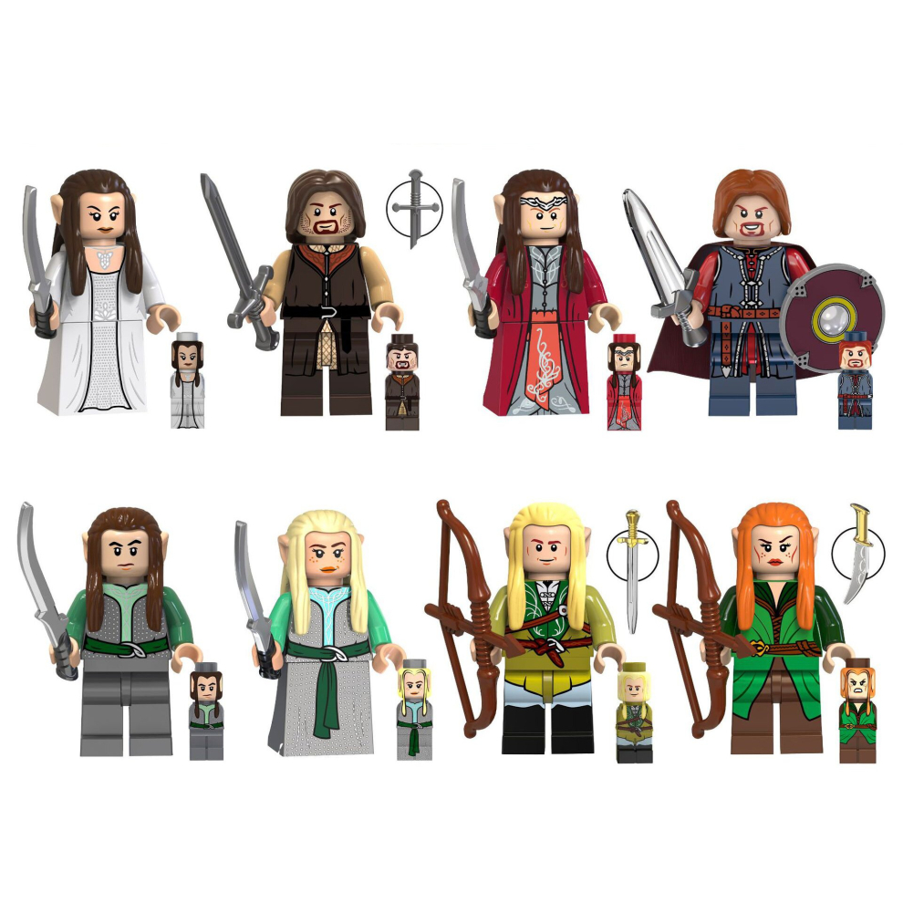 8pcs Lord of the Rings Alwin Aragon Elrond Assembly Block Toy Kids Toy Gift Fit Lego