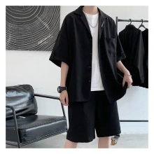 Suit mens short sleeve casual sports version loose youth junior school student shirt two piece set