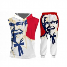 S-6XL Men/Women 2 Pcs Sportsuit Sets Long Sleeve 3d Kfc Old man Print Hoodies+Pants Set Unisex Zipper Tracksuit