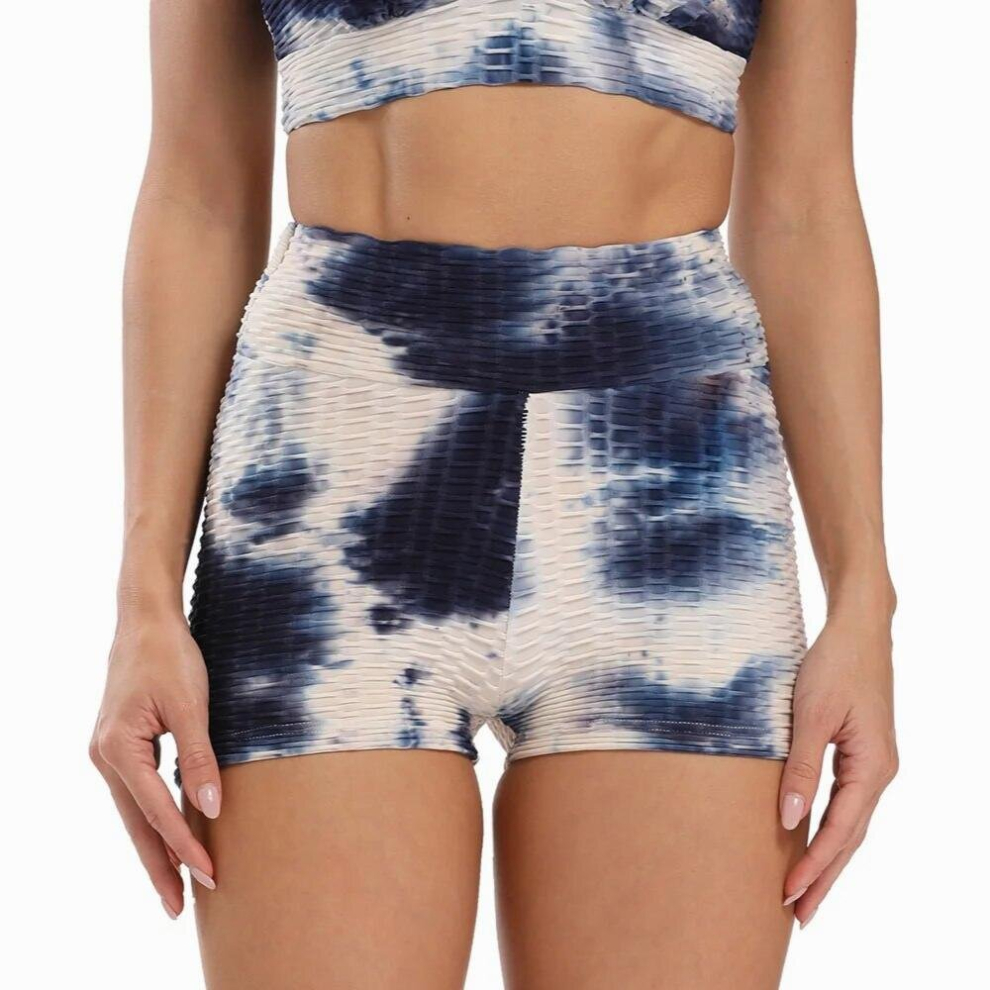 Summer Space Dye Ruched Sports Shorts Tie-Dye High Waist Women Push Up Anti Cellulite Scrunch Workout Yoga Short Pants-image-OPC-PCQSJT9-NEW