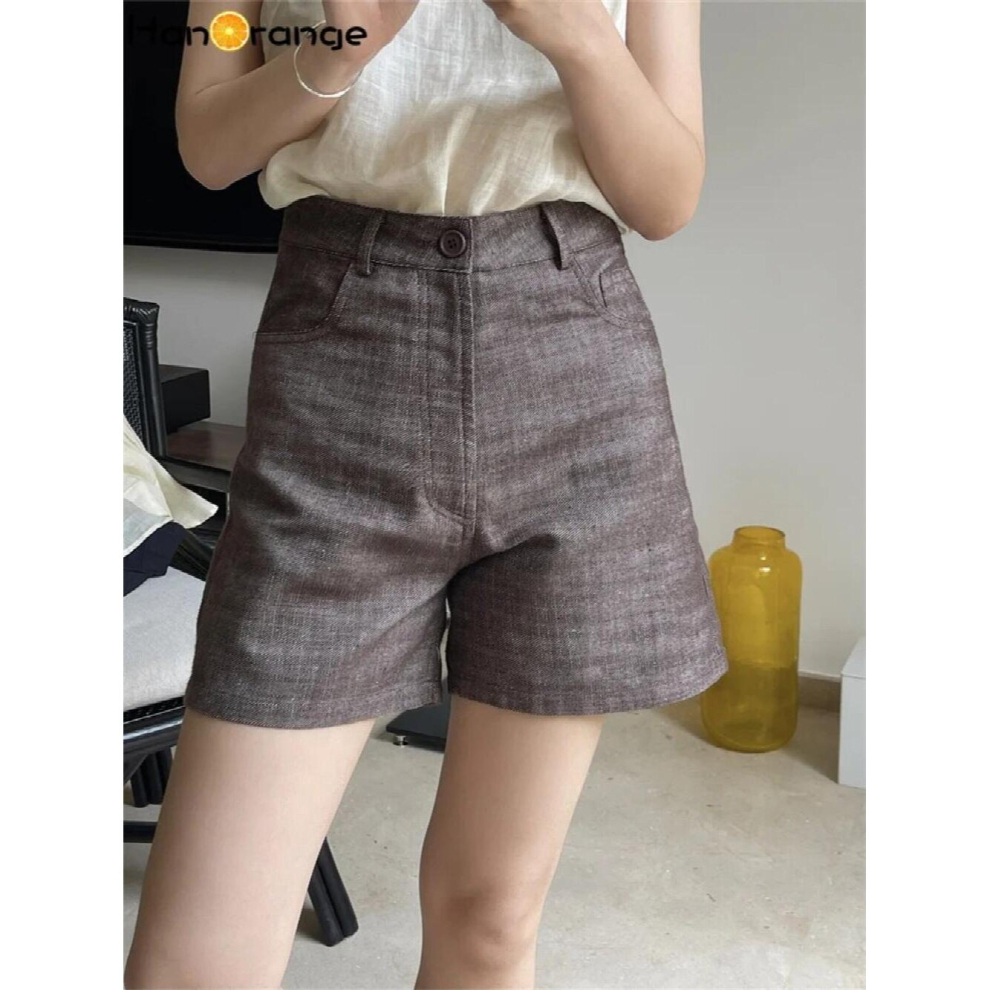 HanOrange Summer Vintage Denim Linen Wide Leg Shorts Women High Waist Loose Thin Casual Short Jeans Pants Female-image-OPC-PCQSK8D-NEW