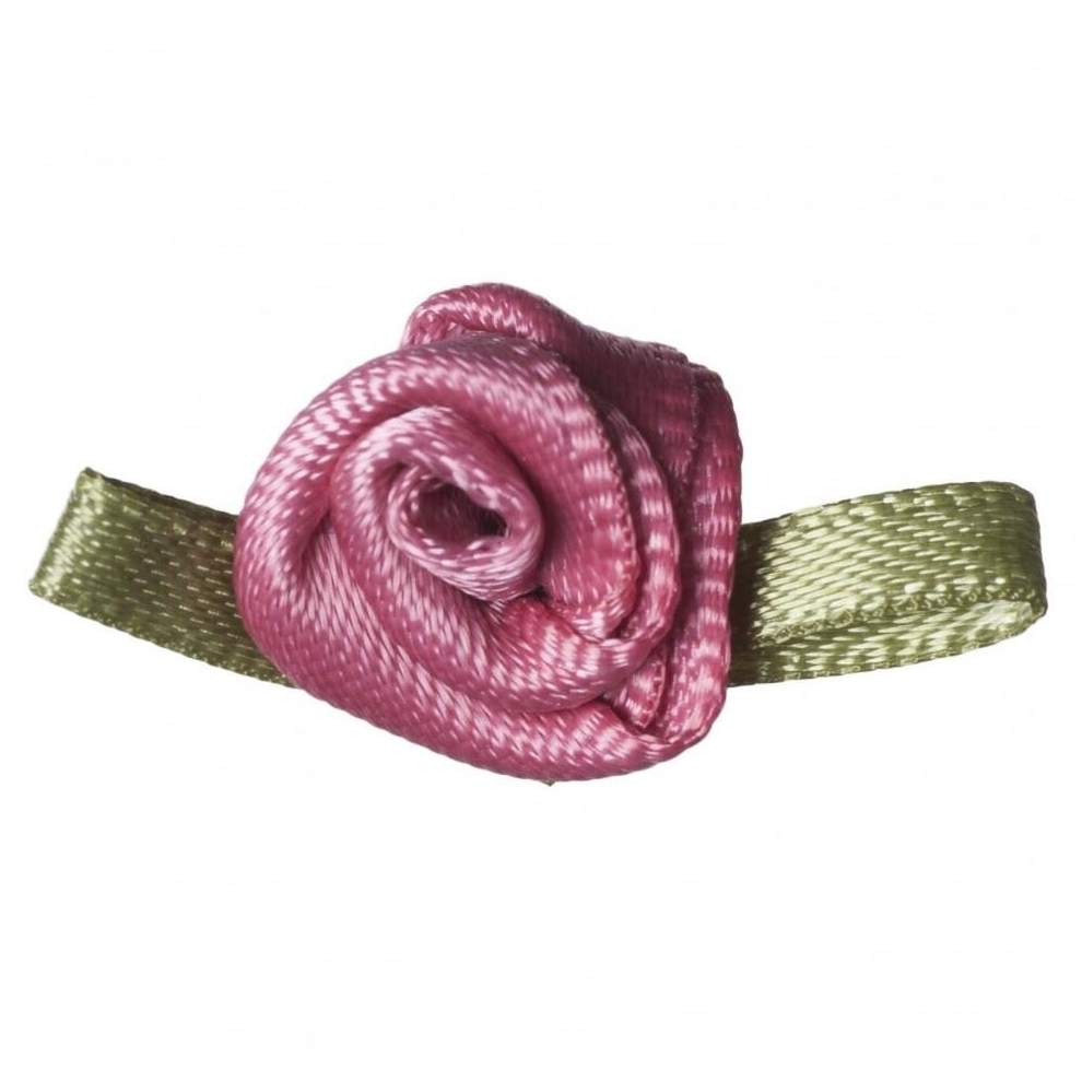 Gutermann Satin Ribbon Roses  Mid Pink - per pack of 10