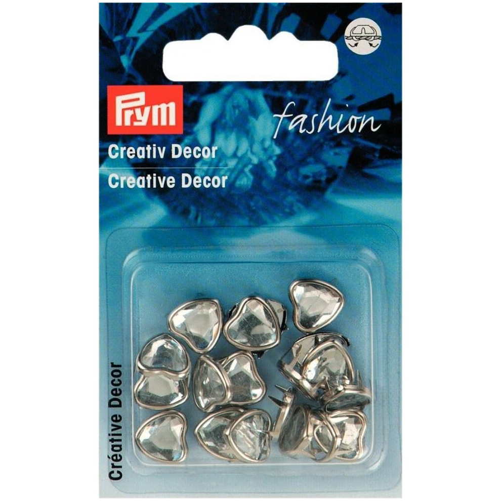 Prym Heart Metal Studs  Silver  - per pack of 20