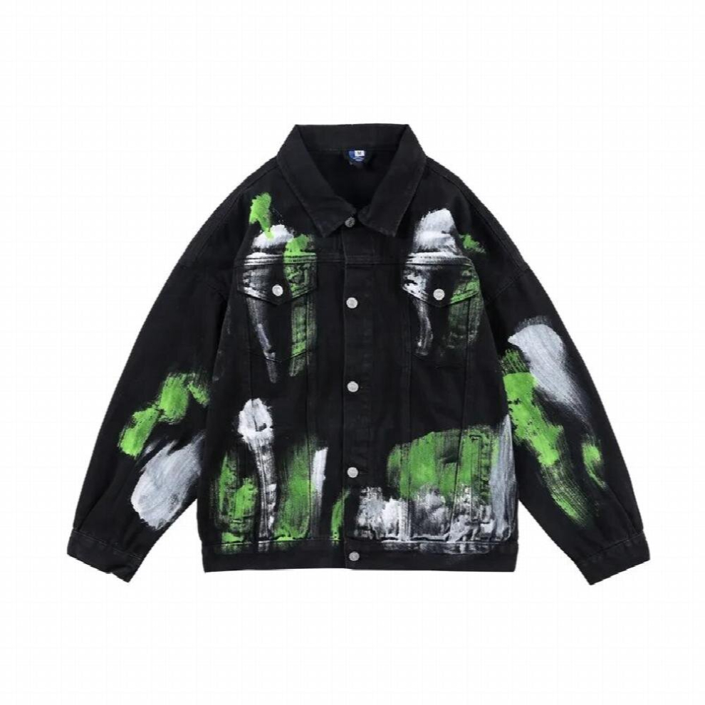 Hip Hop Denim Jacket Men Paint Graffiti Streetwear Washed Cotton Japanese Varsity Motorcycle Biker Jeans Retro Goth Punk Jacket-image-OPC-PCQSP79-NEW