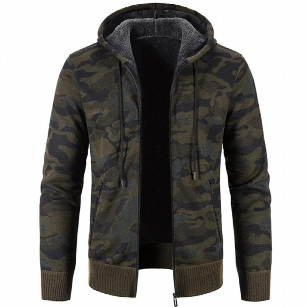 Mens Winter Fleece Sweatercoat Hooded Cardigan Jackets Male Thick Warm Knitting Outwear Coats Camouflage Sweater-image-OPC-PCQSQ59-NEW