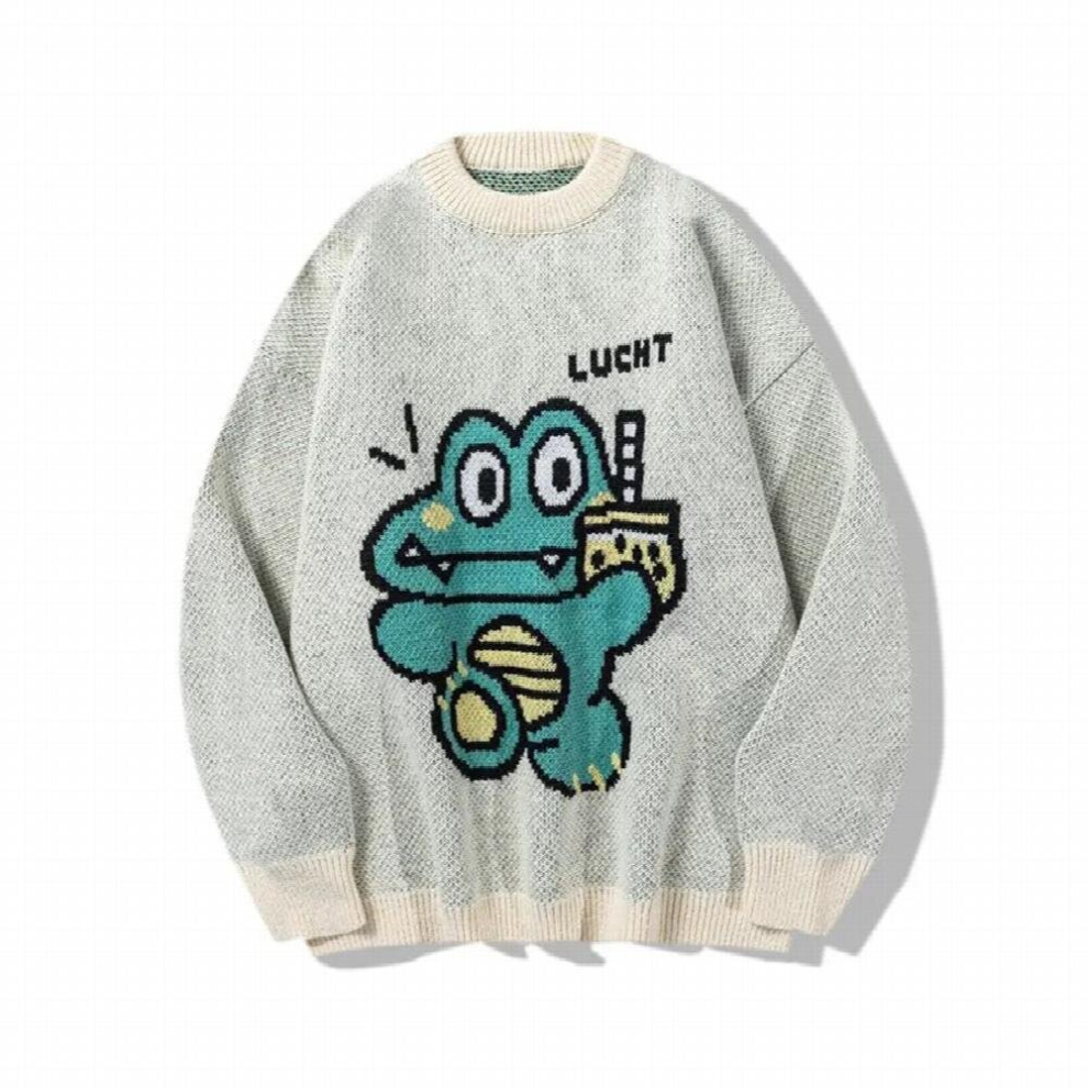 Cartoon Animal Mens Sweater High Street Unisex Knitted Sweater Oversized Couples Pullover Casual Knitted O-Neck Sweater-image-OPC-PCQSQ87-NEW