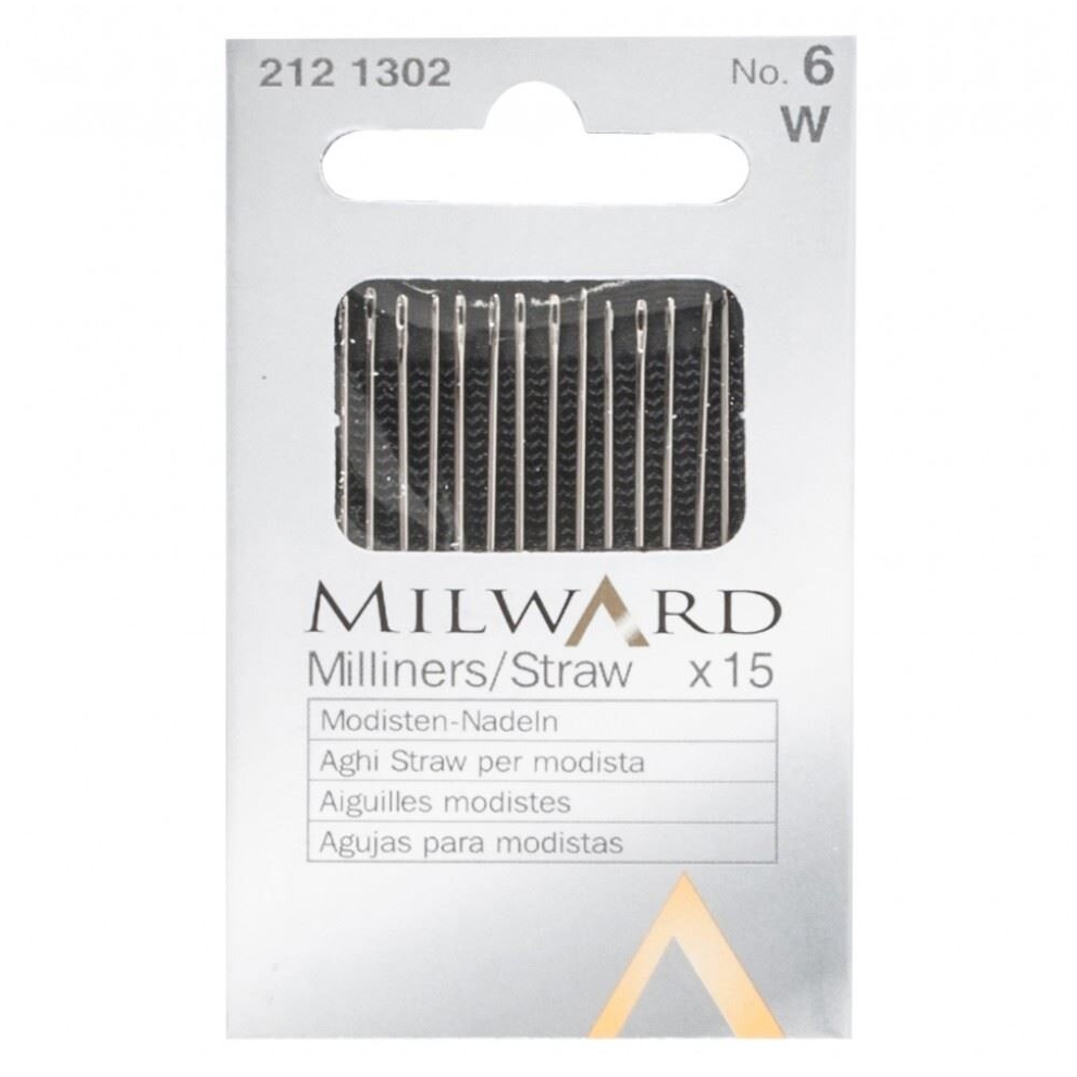 Milward Straw Milliners Sewing Needles - per pack of 15