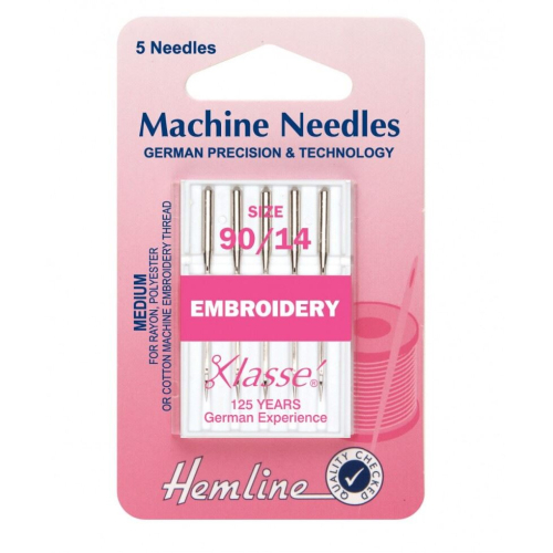 Hemline Embroidery Machine Needles - per pack of 5