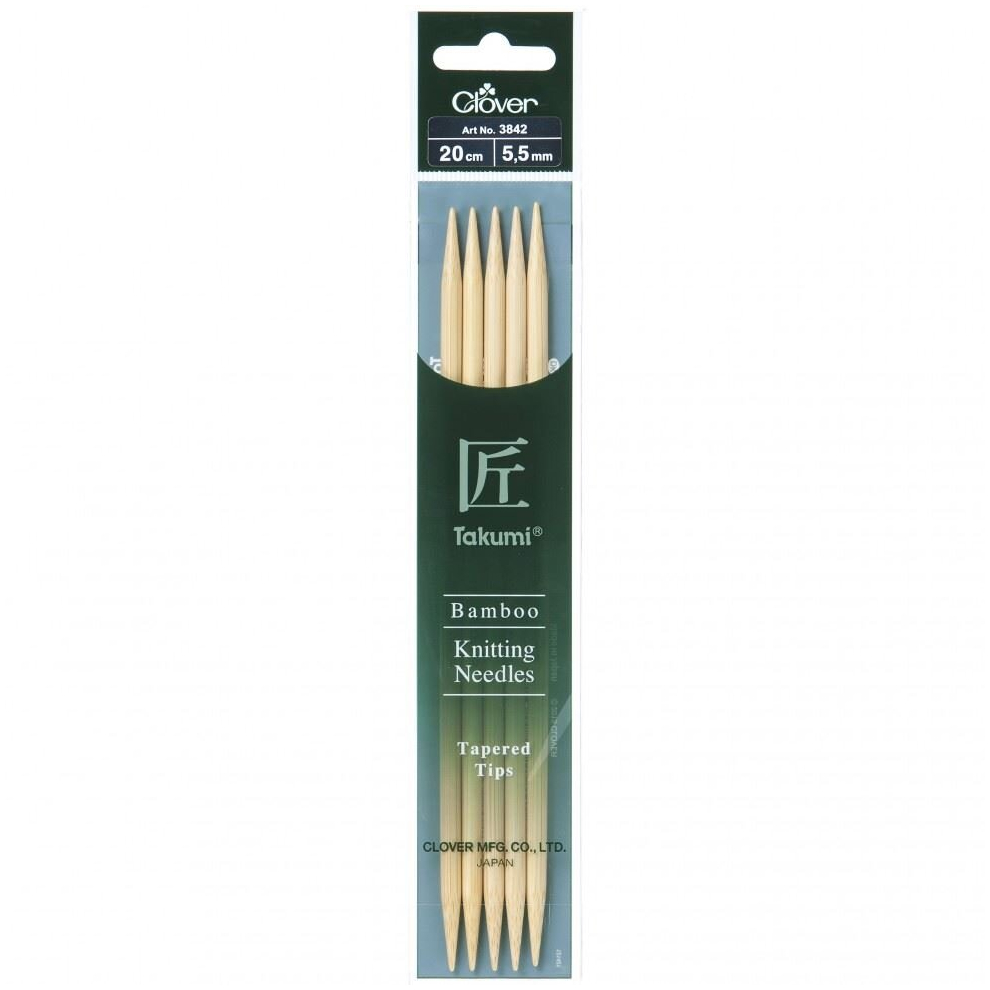 Clover Bamboo Double Point Needles 20cm - per pack of 5