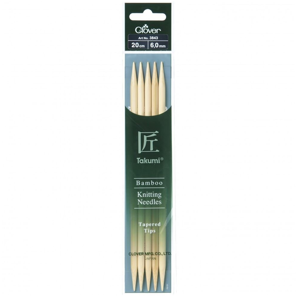 Clover Bamboo Double Point Needles 20cm - per pack of 5