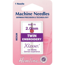 Hemline Twin Embroidery Machine Needles - each