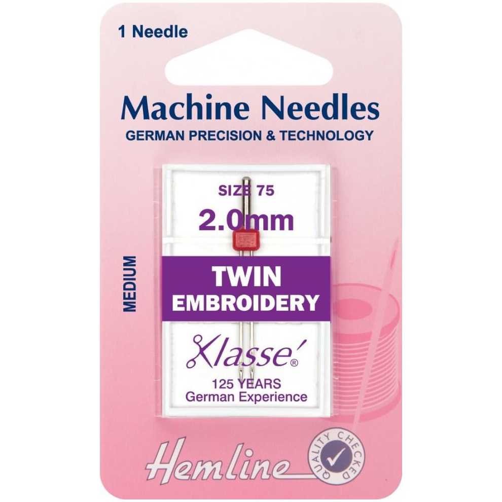 Hemline Twin Embroidery Machine Needles - Each