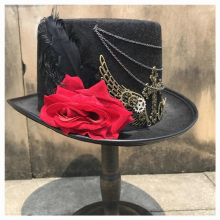 Retro Women Steampunk Top Hat With Flower Bowler Hat Dance Party Hat Size Steampunk Hat