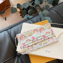 50pcs Adult Women Girl Lady Disposable Cartoon Soft Mask Personality 3-layer Non-woven Fabric Breathable Print Hat