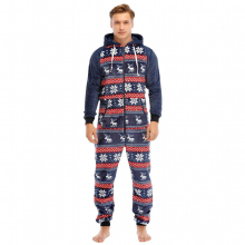 Men Solid Flannel Pajamas Jumpsuits Long Sleeve Homewear Overalls Hoode Nightwear