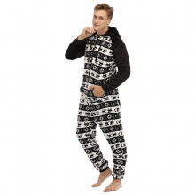 Autumn Winter Christmas Jumpsuits Casual Flannel Onesies Hoodie Jumpsuit Pajama Men Romper Hoodie Pyjamas Zipper Sleepwear Suit