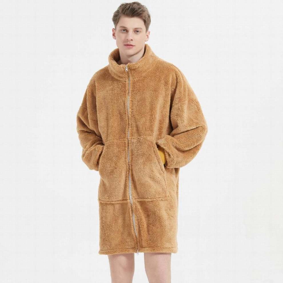 Adult Onesie Sleepwear Mens and Womens Nightgown Sweatshirt Polar Fleece Homewear Thickened Long Sleeve Pajama Set