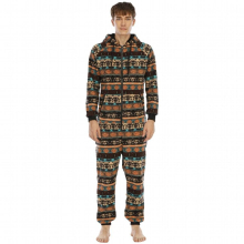 Autumn Winter Warm Mens Flannel Pajama Set Hoodies Overalls Men Onesies Zipper Jumpsuit Long Sleeve Male Clothes