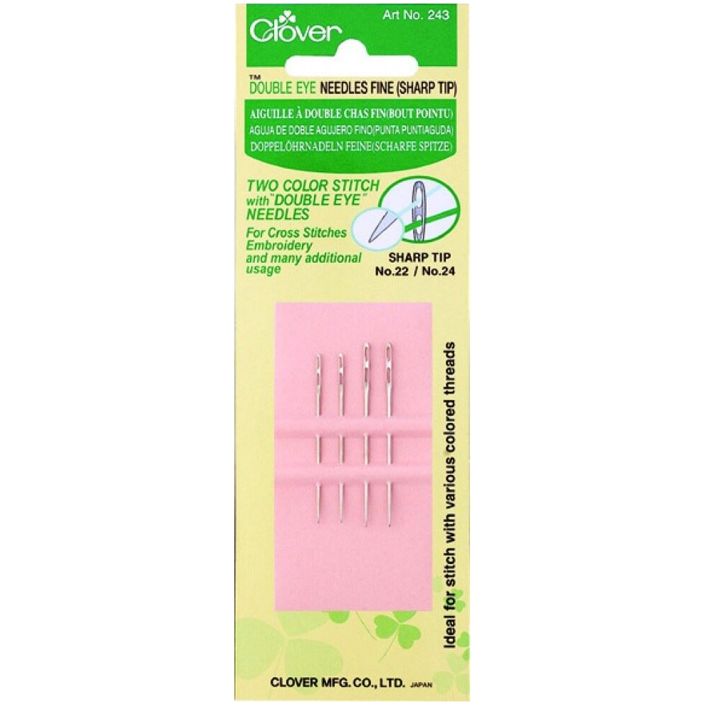 Clover Double Eye Sewing Needles - per pack of 4