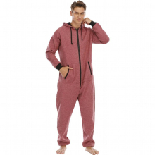 Mens -piece Garment Pajama Men Solid Splicing Jumpsuit Zipper Hoodie Male Patchwork Jumpsuits Overalls Hombre