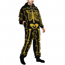 Men Zipper Jumpsuit Sleeping Clothes Men Halloween One Pieces Long Sleeve Warm Adult Hooded Onesie