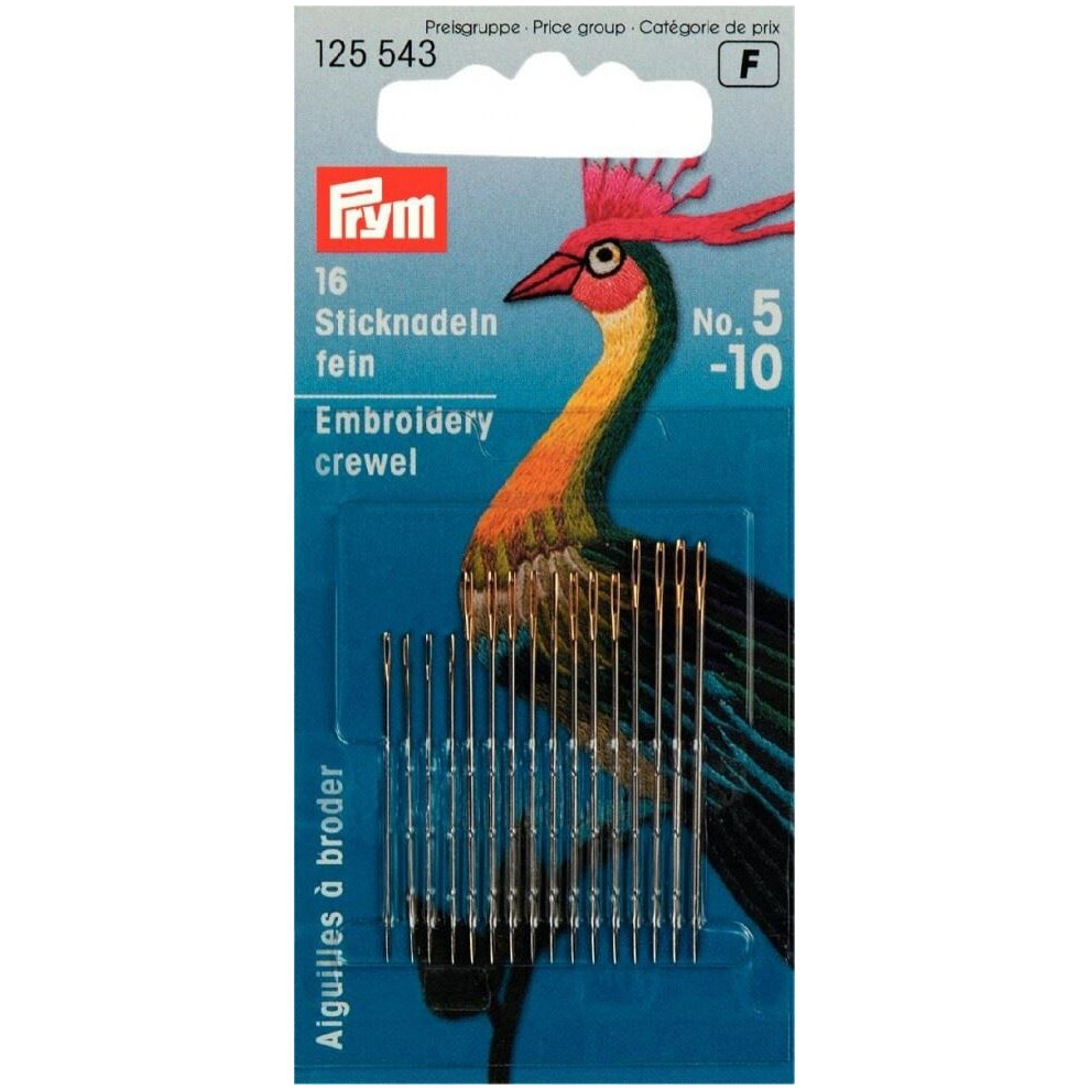 Prym Fine Embroidery Needles - Per Pack Of 16