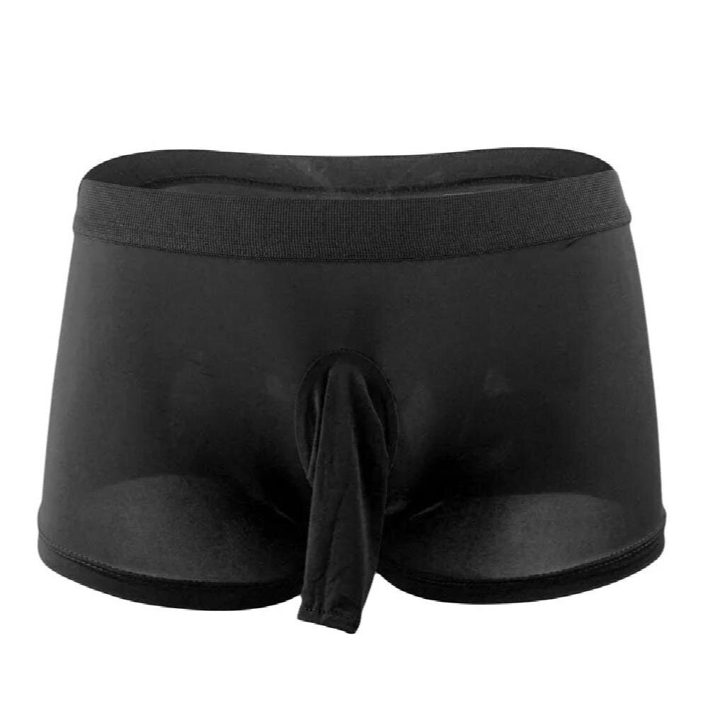 Sexi Mens Boxer Shorts Ice Silk Mens Cheeky Underwear Elephant Panties With Hole Low Rise 0766