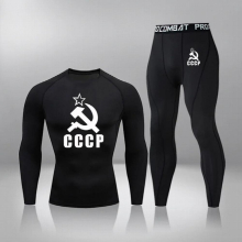 Sports Ski Thermal Underwear Set Gym Rashguard Mens Running Leggings Compression Running TShirt Fitness Sporting Training