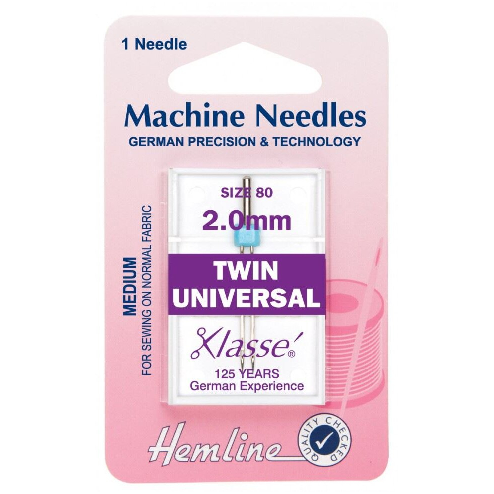Hemline Twin Sewing Machine Needles - Each
