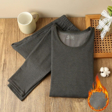 Men Thermal Underwear Set Winter Warm Elastic Top+Pants 2Pcs For Men Thermo Fleece Lined Long Johns Soft O-neck Undershirt