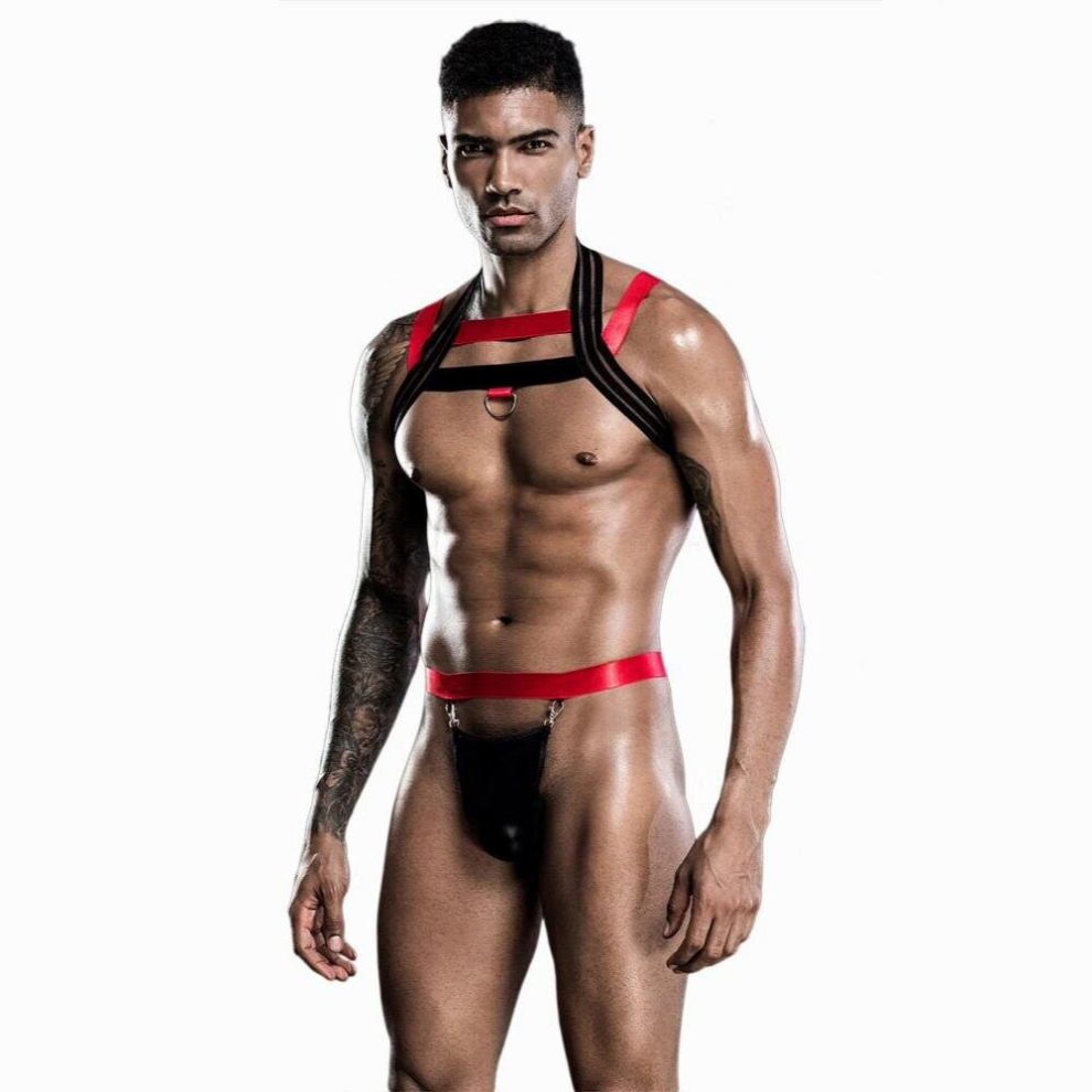 Sexy Bodysuit Lingerie Set Mens Vest Pajamas Erotic Harness Catsuit Sleepwear Costumes Sex Club Belt Role Play Outfits