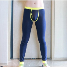 Mens Solid Warm Pants Cotton and Cashmere Elastic Velvet Thickening Wide Tendons Mens Leggings Long Johns