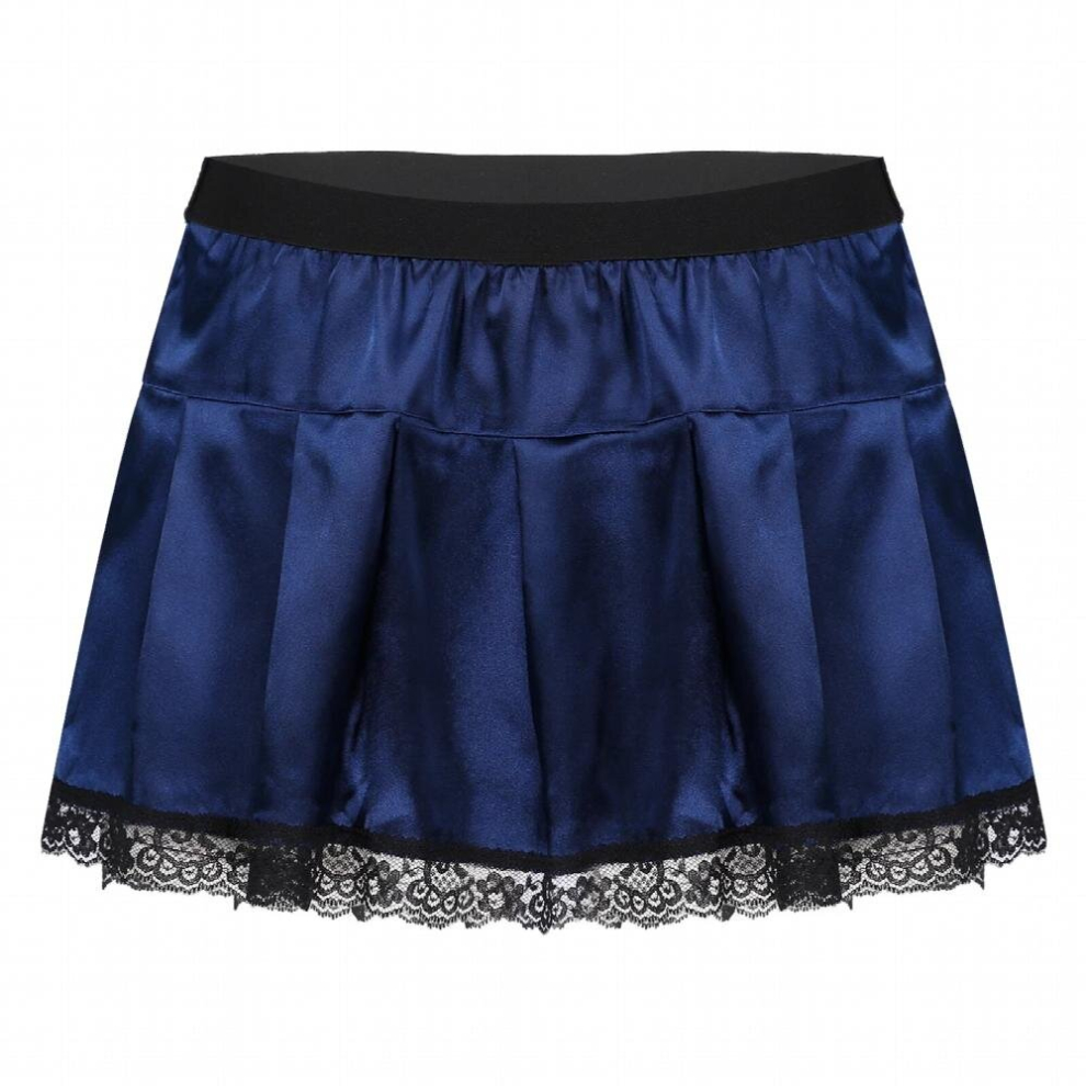 Multicoloured Gay Men Sissy Skirt Lace Trim Pleated Skirt Erotic Role Play Satin Mini Skirt Male Crossdress Lingerie Nightwear Clubwear