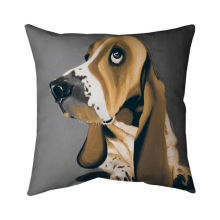 20 x 20 in. Gold Basset Hound Dog-Double Sided Print Indoor Pillow