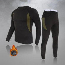 Mens 2-piece Set Plus Velvet Thermal Underwear Set With Stretch Fitness Running Clothes Fishing Riding Skiing Warm Leggings