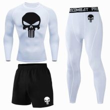 2/3 Pcs Mens Sportswear Compression Suit Workout Sportswear Workout Suit Fitness Long Sleeve Leggings and Leggings