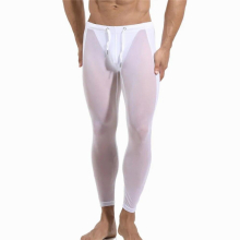 Men Sexy Mesh Tights Sports Leggings Long Pants Fitness Mens Compression Skinny Leggings Sleep Homewear See Through Pajama Pants