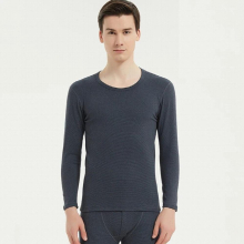 Mens Warm Suit Round Neck Autumn Clothes Autumn Pants Middle Neck Bottoming Shirt Double-sided Fleece And Woolen Underwear